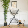 Industrial Metal 2-Tier Rolling Utility Cart – Vintage Black