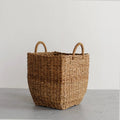 Handwoven Natural Hogla Grass Square Laundry Basket
