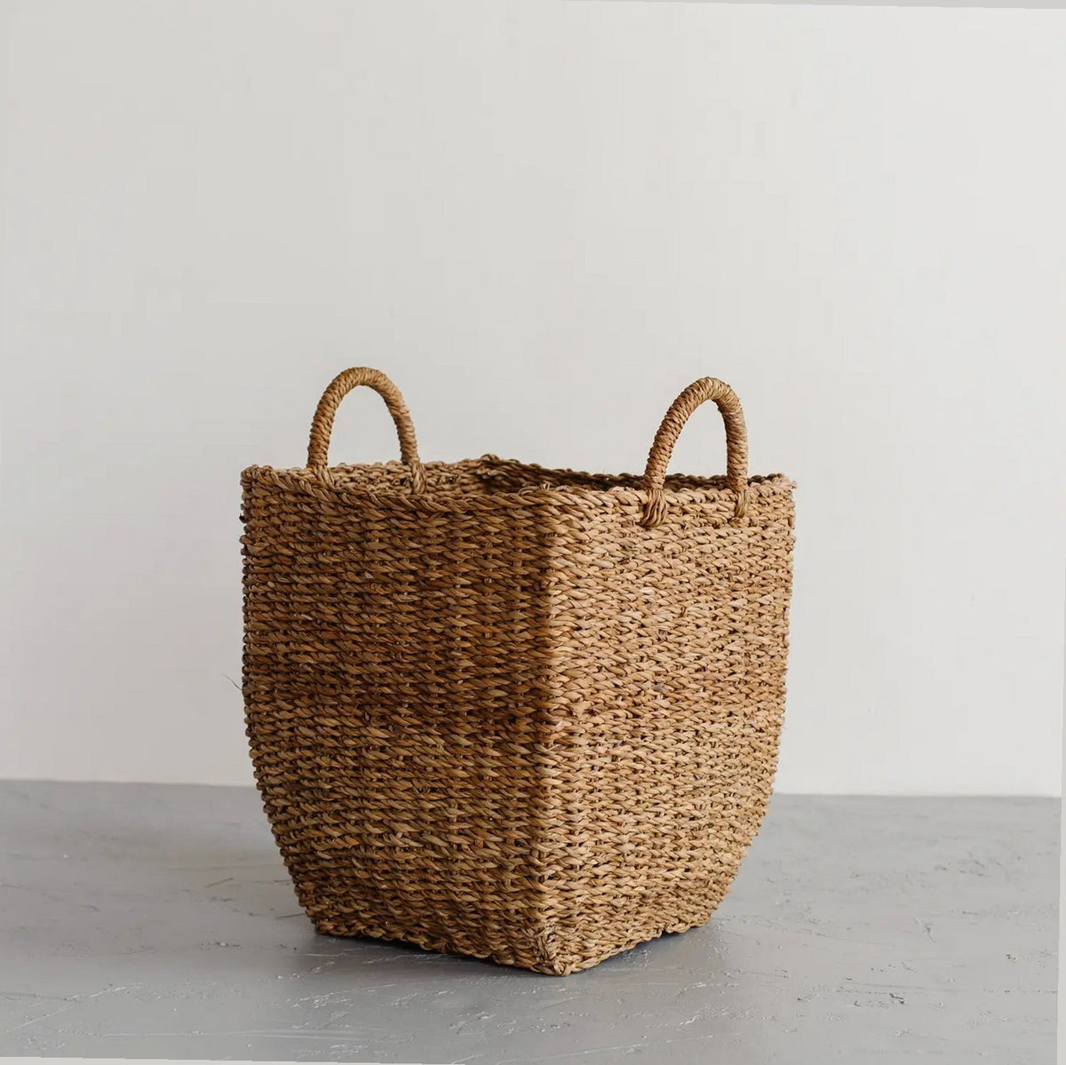 Handwoven Natural Hogla Grass Square Laundry Basket