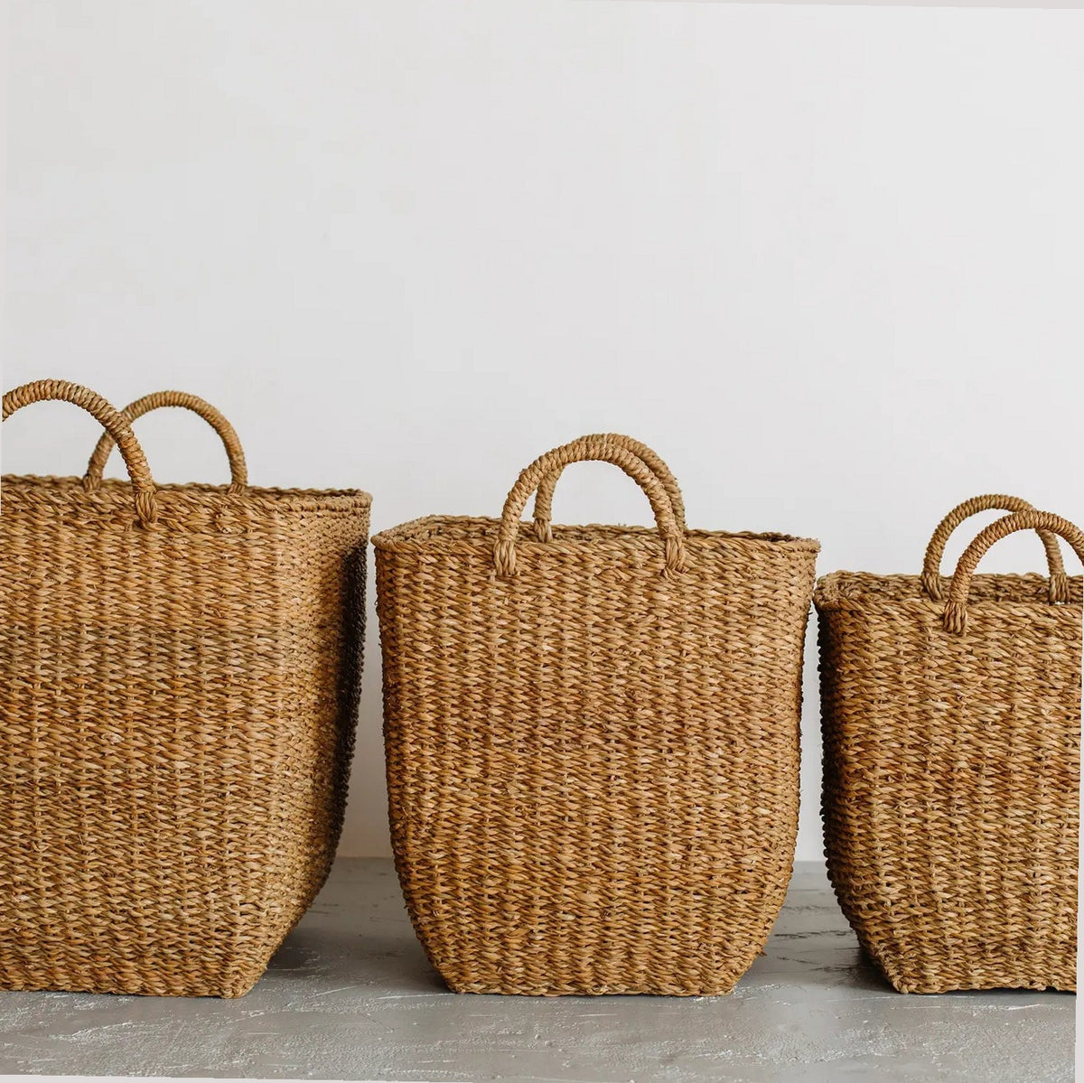 Handwoven Natural Hogla Grass Square Laundry Basket