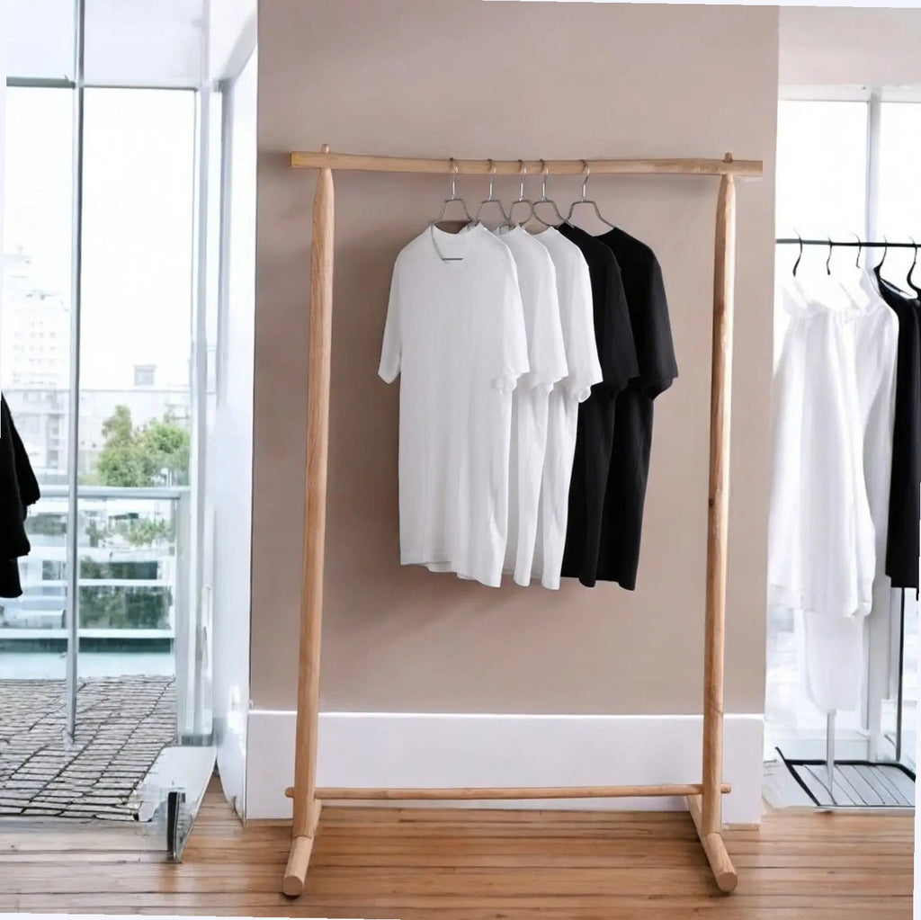 Handcrafted Natural Chestnut Standing Garment Rack