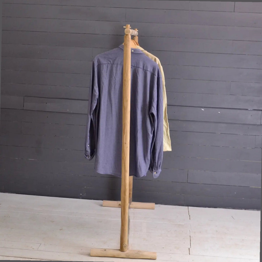 Handcrafted Natural Chestnut Standing Garment Rack