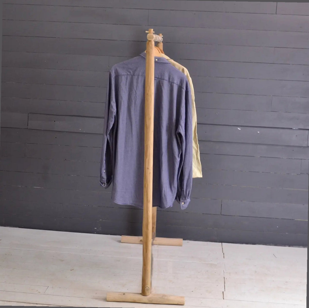 Handcrafted Natural Chestnut Standing Garment Rack