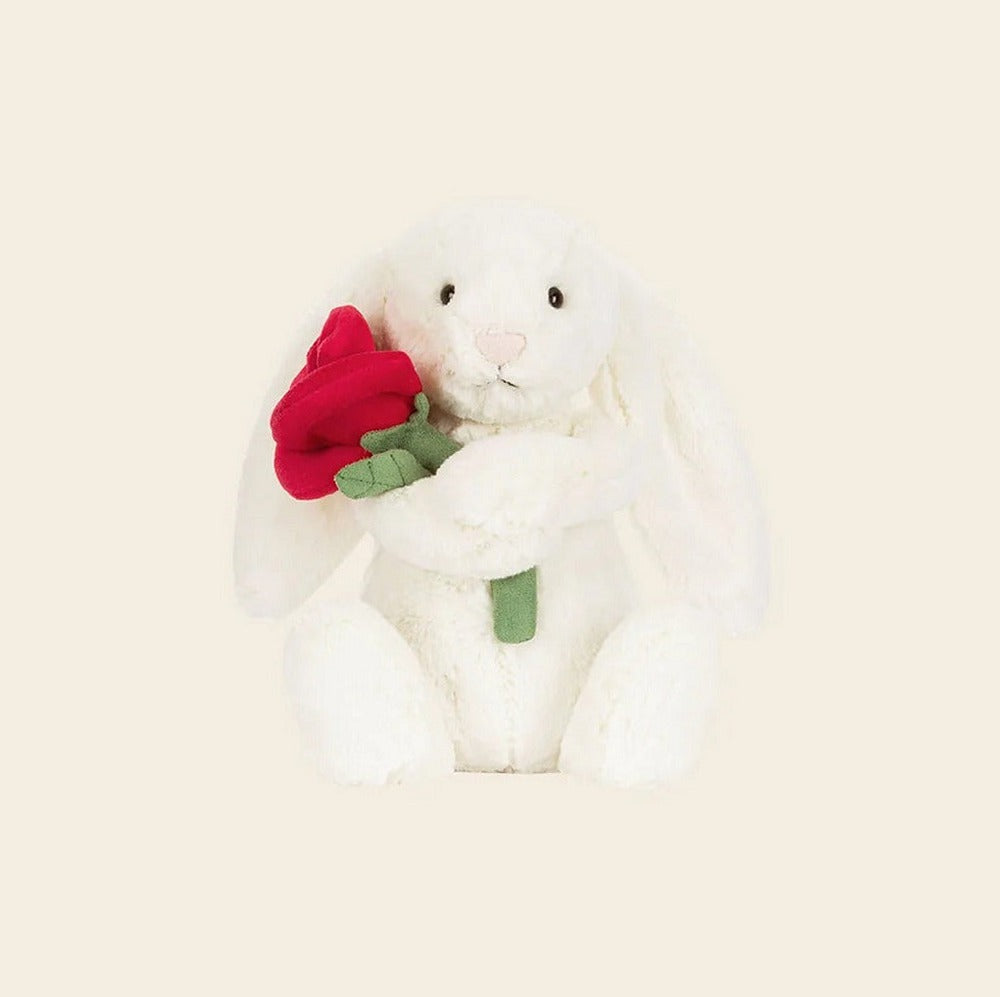 Cream Bunny with Rose